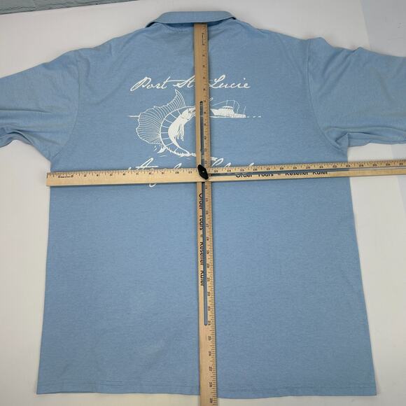 Vintage 90s Port St Lucie PSL Anglers Club Polo Shirt Fishing Blue Mens L Large - Picture 9 of 9